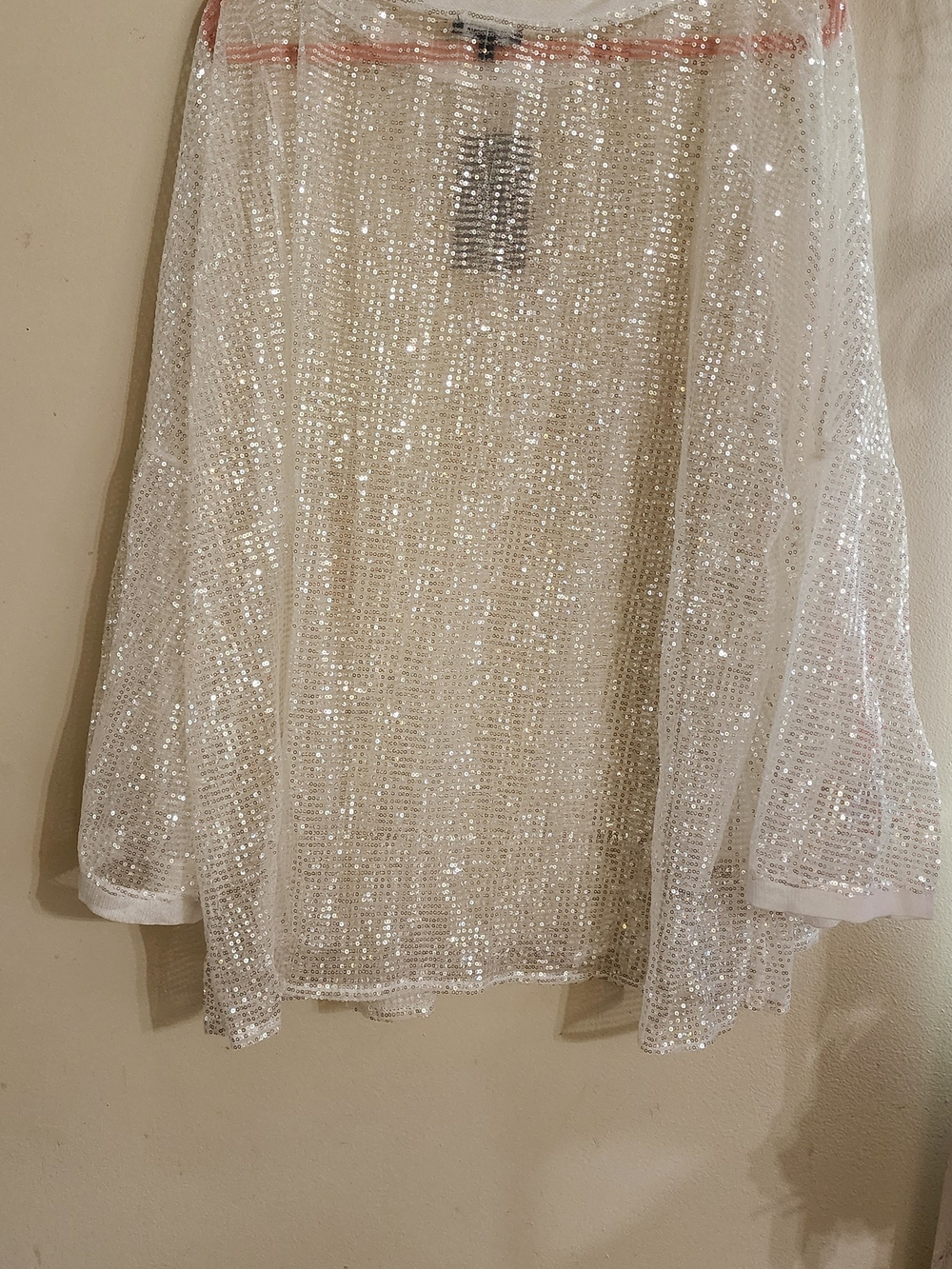 NWT Fashion Nova Forever Shining White Sequin Mesh Long Sleeve Top Plus Size 2X - Picture 3 of 3
